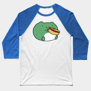 Frog Eating Hotdog Baseball T-Shirt